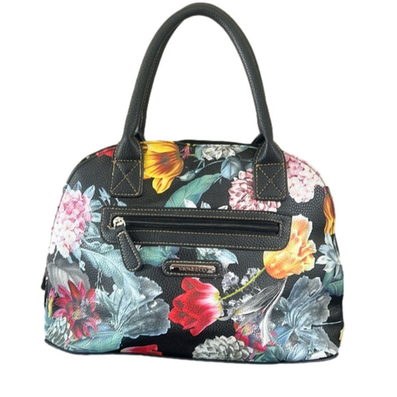 Stone & Co. Handbags - Stone & Co Leather Large Satchel Black Floral Bag